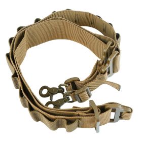 Tactical 2 Point Shotgun Sling; Adjustable Shoulder Strap With 15-Shell Holders (Color: Khaki)