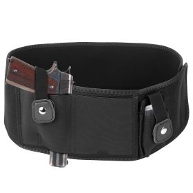 Belly Band Gun Holster; Adjustable Waist Carry Tactical Pistol Pouch; Breathable Neoprene (Color: Black)